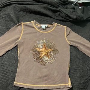 Brown star and rhinestone shirt